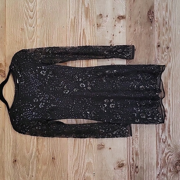 Altar'd State Size XSmall Black Ania Beaded Mini Dress - Picture 1 of 8